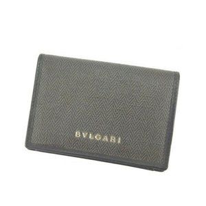 Authentic Used Bvlgari Card Case Black Grey Woman